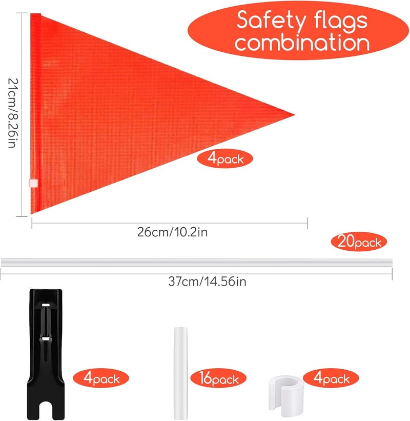 Jippedea 6 Ft Bike Safety Flag with Pole and Mounting Bracket,Adjustable High Visibility Waterproof Bicycle Trailer Safety Flags for Kids,Adults (4 Set) - Image 3